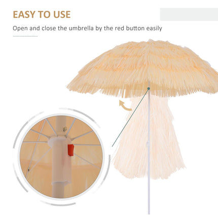 Hawaiian Folding Patio Sun Umbrella With Tilting Crank - Wheat