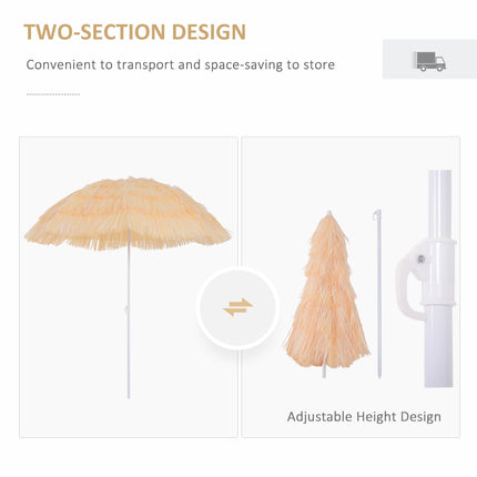 Hawaiian Folding Patio Sun Umbrella With Tilting Crank - Wheat