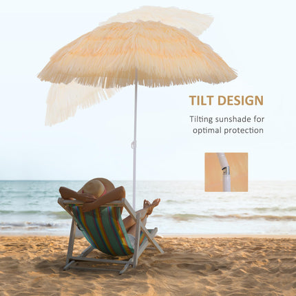 Hawaiian Folding Patio Sun Umbrella With Tilting Crank - Wheat