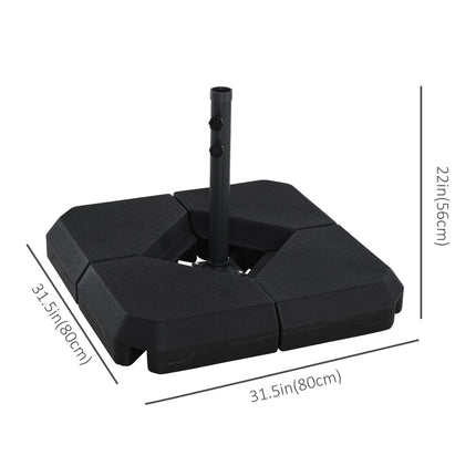 4PC Fillable Parasol Base with Steel Cross Garden Umbrella Stand 48mm - Black