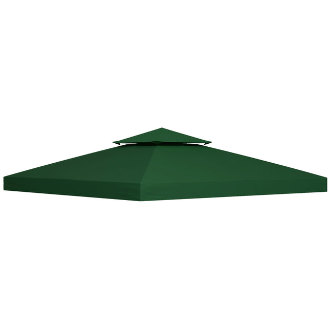 3 x 3 Metre Replacement Gazebo Canopy Double Tier UV Resistant - Dark Green