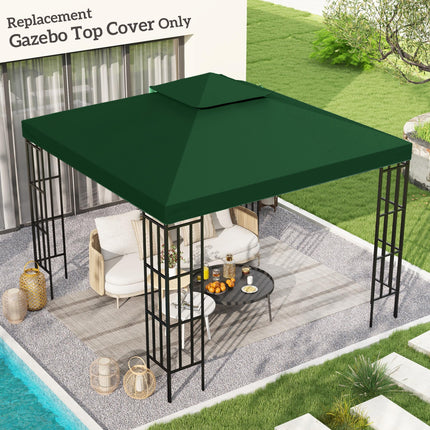 3 x 3 Metre Replacement Gazebo Canopy Double Tier UV Resistant - Dark Green