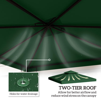 3 x 3 Metre Replacement Gazebo Canopy Double Tier UV Resistant - Dark Green