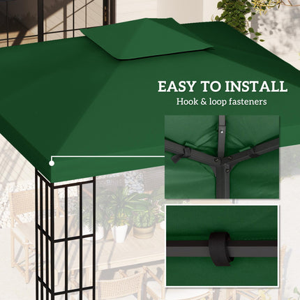 3 x 3 Metre Replacement Gazebo Canopy Double Tier UV Resistant - Dark Green
