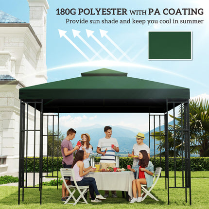 3 x 3 Metre Replacement Gazebo Canopy Double Tier UV Resistant - Dark Green