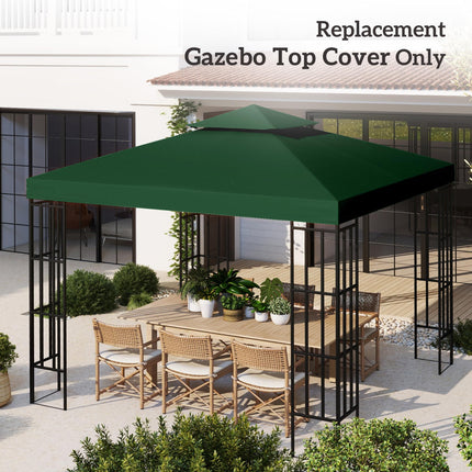 3 x 3 Metre Replacement Gazebo Canopy Double Tier UV Resistant - Dark Green
