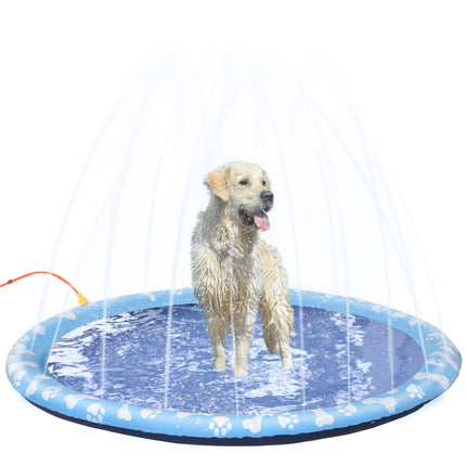 170cm Pet Splash Pad Sprinkler Non-Slip Dog Bath Pool Water Toy - Blue