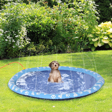 170cm Pet Splash Pad Sprinkler Non-Slip Dog Bath Pool Water Toy - Blue
