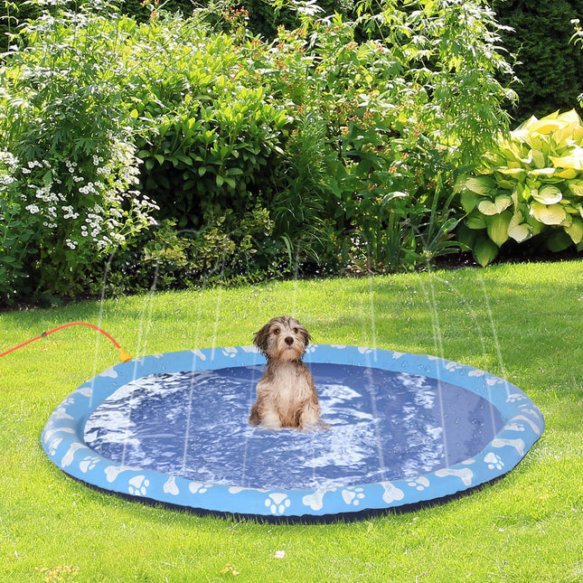 170cm Pet Splash Pad Sprinkler Non-Slip Dog Bath Pool Water Toy - Blue