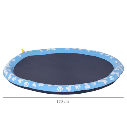 170cm Pet Splash Pad Sprinkler Non-Slip Dog Bath Pool Water Toy - Blue