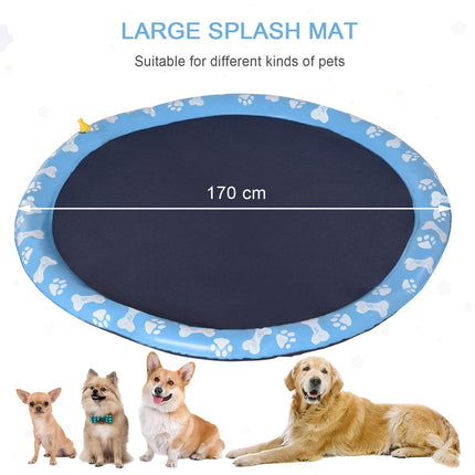 170cm Pet Splash Pad Sprinkler Non-Slip Dog Bath Pool Water Toy - Blue