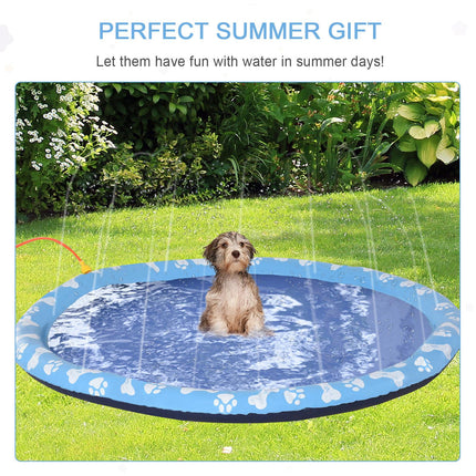 170cm Pet Splash Pad Sprinkler Non-Slip Dog Bath Pool Water Toy - Blue
