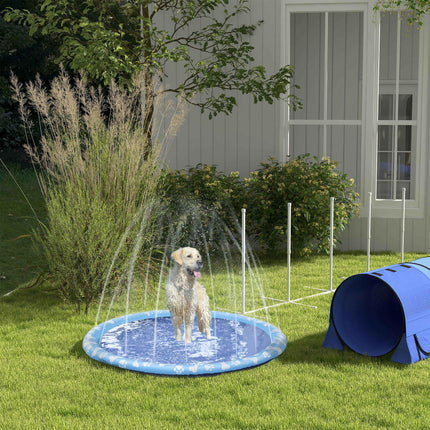 170cm Pet Splash Pad Sprinkler Non-Slip Dog Bath Pool Water Toy - Blue