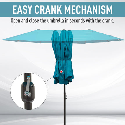 4.6m Double-Sided Patio Parasol Sun Umbrella - Blue