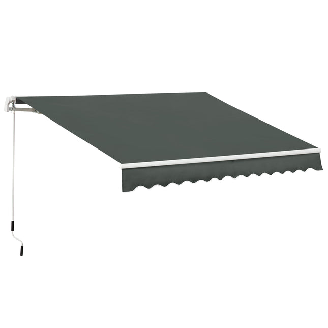 3.5M x 2.5M Manual Awning Canopy Retractable Sun Shade Shelter for Garden Patio