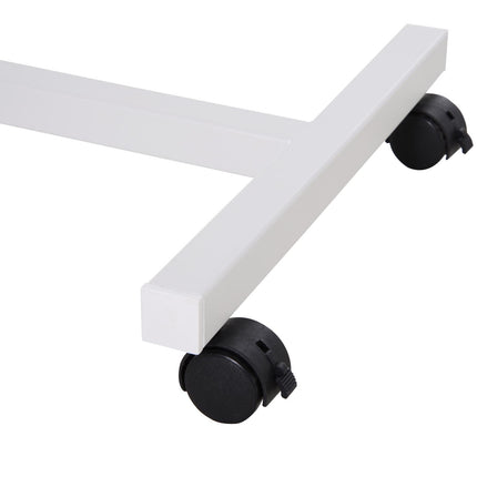 Adjustable Portable Overbed and Chair Laptop Table with Lockable Castors and Wooden Top - Brown