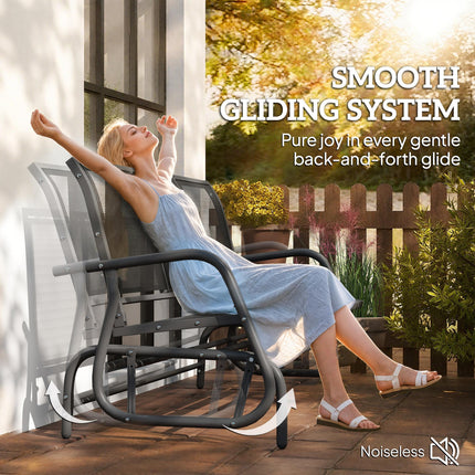 3-Seat Metal Frame Glider Rocking Chair Garden Bench Patio Furniture - Black