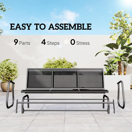 3-Seat Metal Frame Glider Rocking Chair Garden Bench Patio Furniture - Black