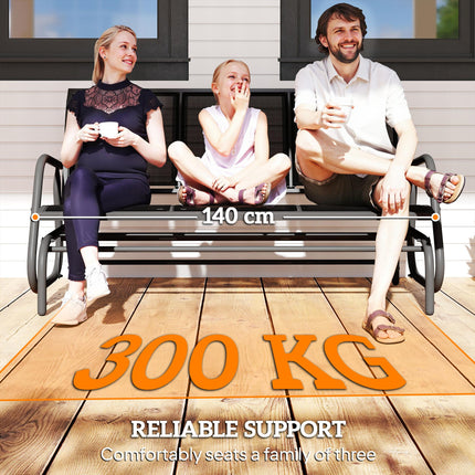3-Seat Metal Frame Glider Rocking Chair Garden Bench Patio Furniture - Black