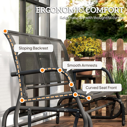 3-Seat Metal Frame Glider Rocking Chair Garden Bench Patio Furniture - Black