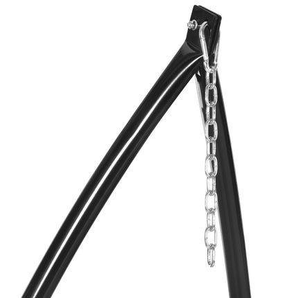 Heavy Duty Metal Hammock Chair Stand with Stable X-Base and Side Table - Black