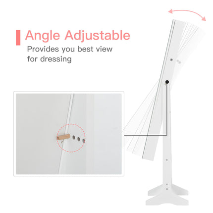 Standing Jewelry Cabinet with Lockable Full-Length Mirror and Storage Organizer - White