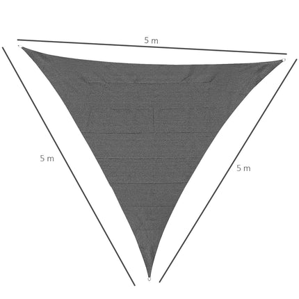 5x5m Triangle Sun Shade Sail Outdoor UV Protection HDPE Canopy w/ Steel Rings Ro