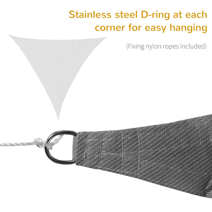 5x5m Triangle Sun Shade Sail Outdoor UV Protection HDPE Canopy w/ Steel Rings Ro