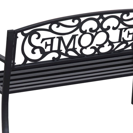 2 Seater Metal Garden Bench Patio Porch Chair - Black