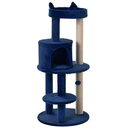 Cats 3-Tier Sisal Rope Scratching Post with Dangle Toy - Blue