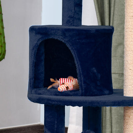 Cats 3-Tier Sisal Rope Scratching Post with Dangle Toy - Blue