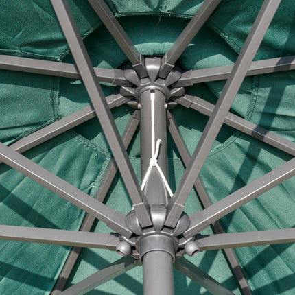 2.7m Garden Parasol with Crank Tilt and LED Lights - Green