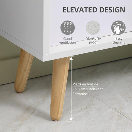 4 Cube Freestanding Storage Cabinet with 2 Fabric Drawers Handles 54.5L x 24W x 69.5H cm - White Brown Grey