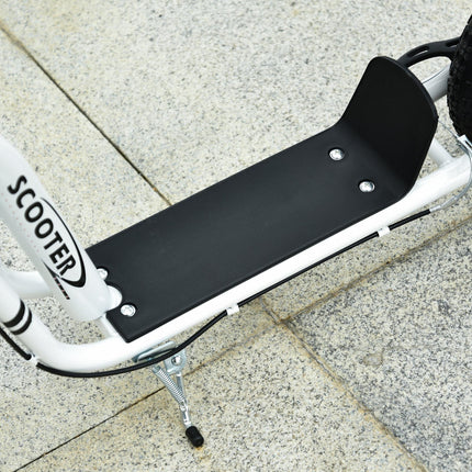 Youth Scooter with 12-Inch Inflatable Front Wheel and Dual Front & Rear Caliper Brakes - White