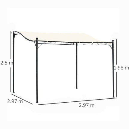 3x3 Metre Metal Frame Pergola Gazebo with Weather-Resistant Canopy - Cream