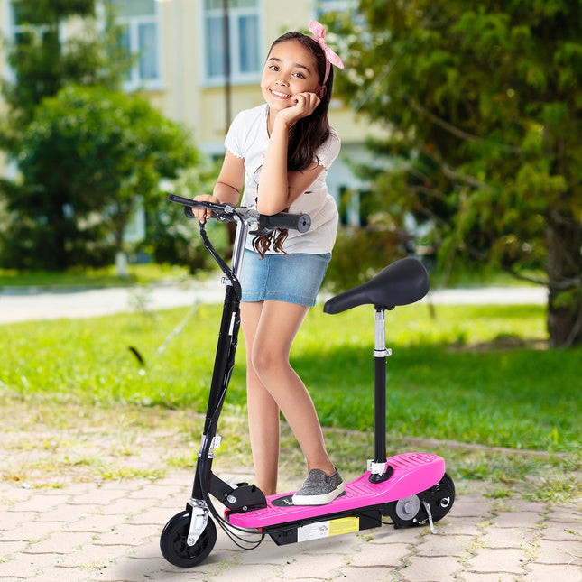 Outdoor Ride On Powered Scooter for Kids 120W Motor Bike with 2 x 12V Batteries - Pink