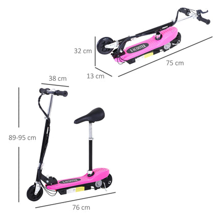 Outdoor Ride On Powered Scooter for Kids 120W Motor Bike with 2 x 12V Batteries - Pink