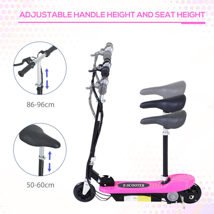 Outdoor Ride On Powered Scooter for Kids 120W Motor Bike with 2 x 12V Batteries - Pink