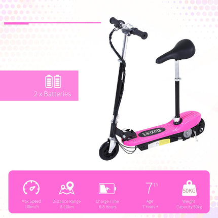 Outdoor Ride On Powered Scooter for Kids 120W Motor Bike with 2 x 12V Batteries - Pink