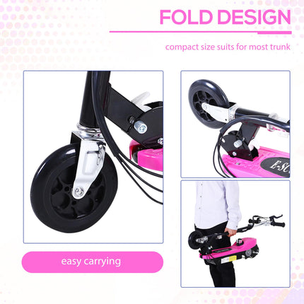 Outdoor Ride On Powered Scooter for Kids 120W Motor Bike with 2 x 12V Batteries - Pink
