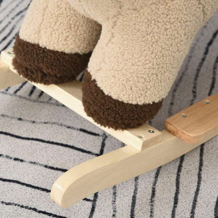 Toddlers Plush Lion Rocking Horse with Sound Button - Brown