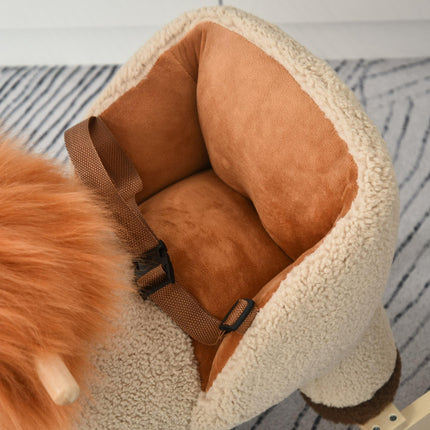 Toddlers Plush Lion Rocking Horse with Sound Button - Brown