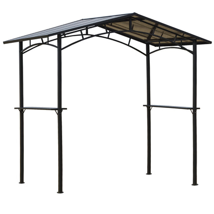 8ft Outdoor BBQ Gazebo Tent with Aluminium Frame and Hardtop Roof - Black