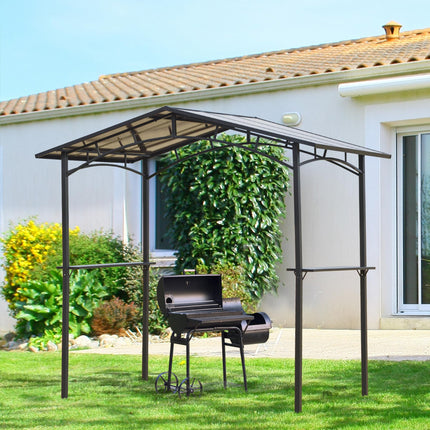 8ft Outdoor BBQ Gazebo Tent with Aluminium Frame and Hardtop Roof - Black