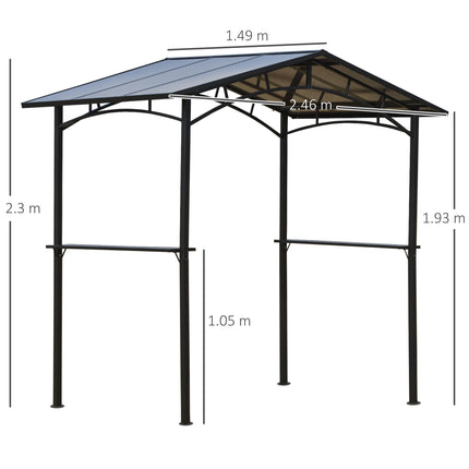 8ft Outdoor BBQ Gazebo Tent with Aluminium Frame and Hardtop Roof - Black