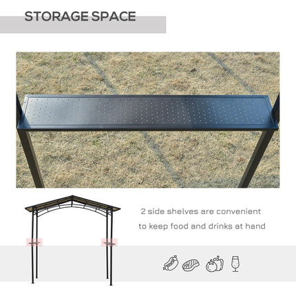 8ft Outdoor BBQ Gazebo Tent with Aluminium Frame and Hardtop Roof - Black