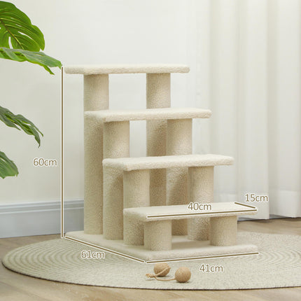Dog Steps for Bed 4 Step Pet Stairs for Sofa Dog Cat Climb Ladder 63x43x60 cm Cr