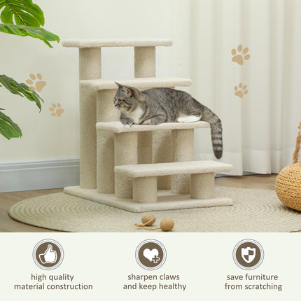 Dog Steps for Bed 4 Step Pet Stairs for Sofa Dog Cat Climb Ladder 63x43x60 cm Cr