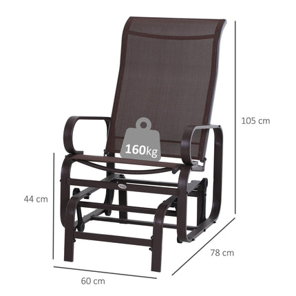 Outdoor Gliding Rocking Chair with Metal Frame for Patio, Garden & Poolside - Brown