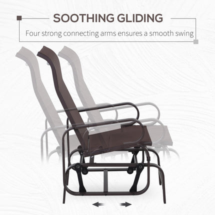 Outdoor Gliding Rocking Chair with Metal Frame for Patio, Garden & Poolside - Brown